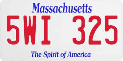 MA license plate 5WI325