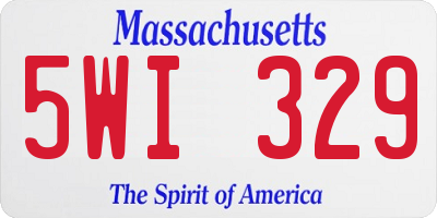 MA license plate 5WI329