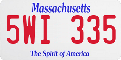 MA license plate 5WI335
