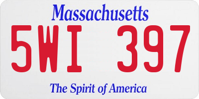 MA license plate 5WI397