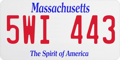 MA license plate 5WI443