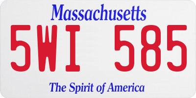 MA license plate 5WI585