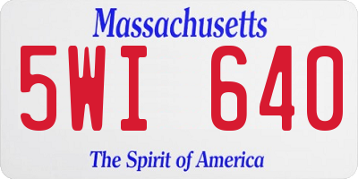 MA license plate 5WI640