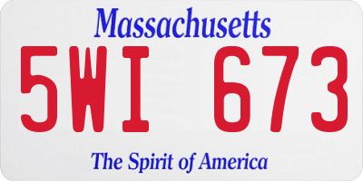 MA license plate 5WI673