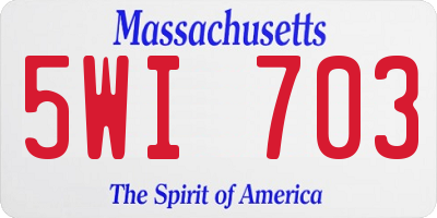 MA license plate 5WI703