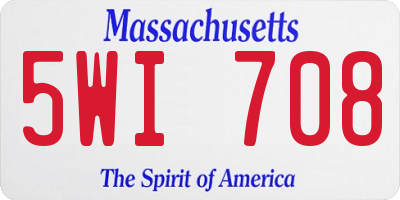 MA license plate 5WI708