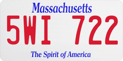 MA license plate 5WI722