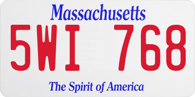 MA license plate 5WI768