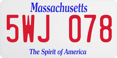 MA license plate 5WJ078