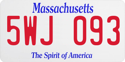 MA license plate 5WJ093