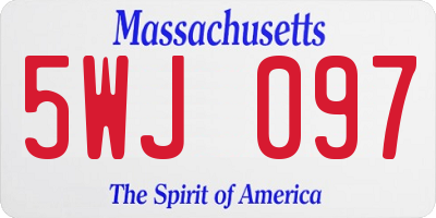 MA license plate 5WJ097
