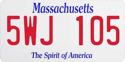 MA license plate 5WJ105