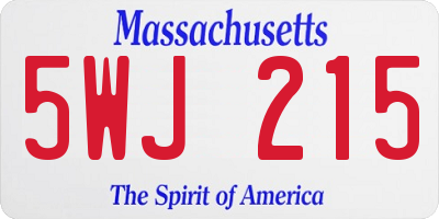 MA license plate 5WJ215