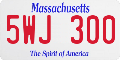 MA license plate 5WJ300