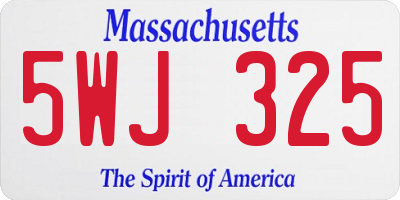 MA license plate 5WJ325