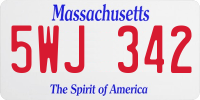 MA license plate 5WJ342