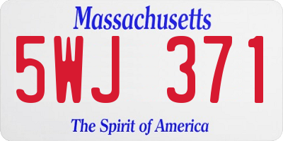 MA license plate 5WJ371
