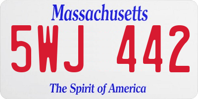 MA license plate 5WJ442