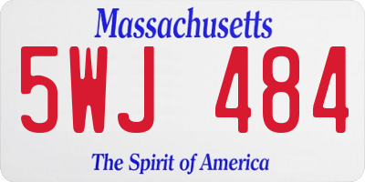 MA license plate 5WJ484