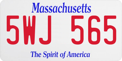 MA license plate 5WJ565