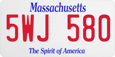 MA license plate 5WJ580