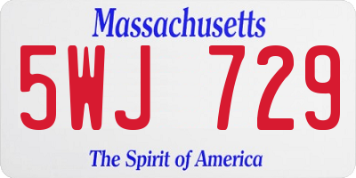 MA license plate 5WJ729