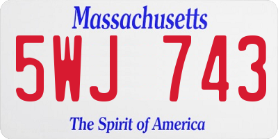 MA license plate 5WJ743