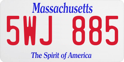 MA license plate 5WJ885