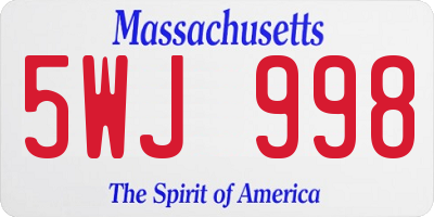 MA license plate 5WJ998