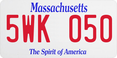 MA license plate 5WK050
