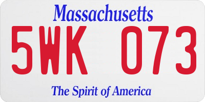 MA license plate 5WK073