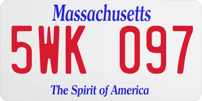 MA license plate 5WK097