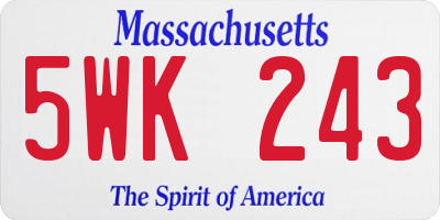 MA license plate 5WK243