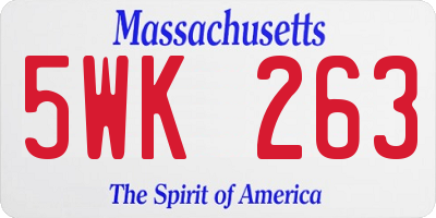 MA license plate 5WK263