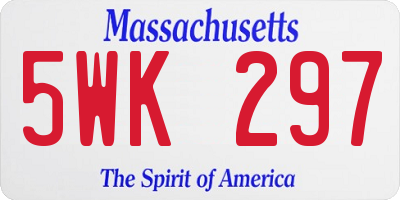 MA license plate 5WK297