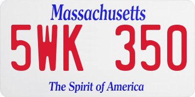 MA license plate 5WK350