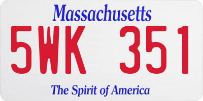 MA license plate 5WK351