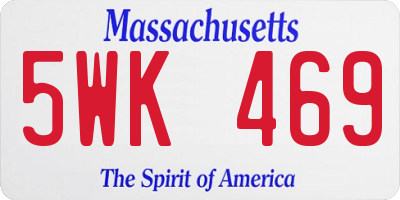 MA license plate 5WK469