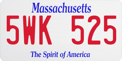MA license plate 5WK525