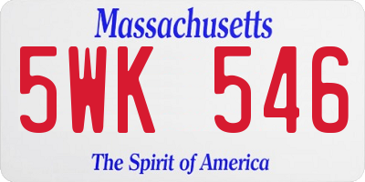 MA license plate 5WK546