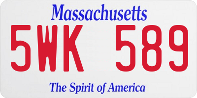 MA license plate 5WK589