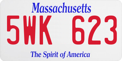 MA license plate 5WK623