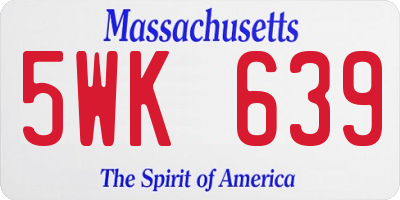 MA license plate 5WK639