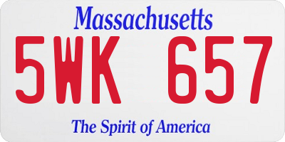 MA license plate 5WK657