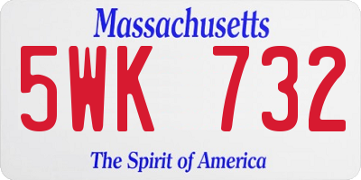 MA license plate 5WK732