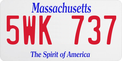 MA license plate 5WK737