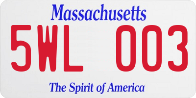 MA license plate 5WL003