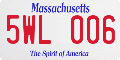 MA license plate 5WL006