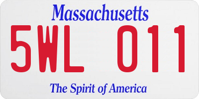 MA license plate 5WL011