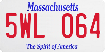 MA license plate 5WL064